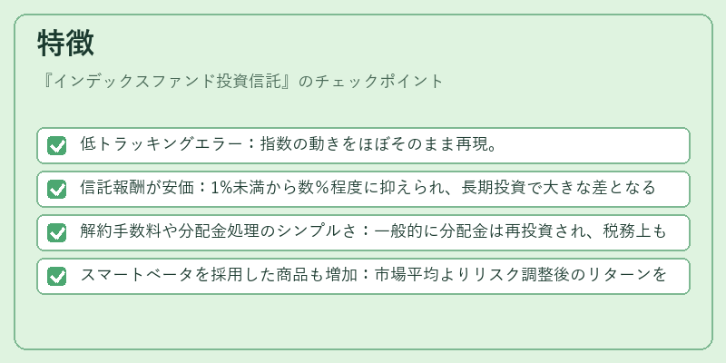 特徴（インデックスファンド投資信託）の図解