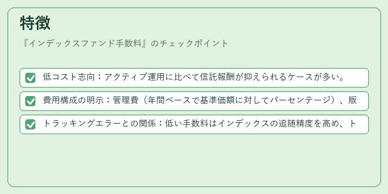 特徴(インデックスファンド手数料)の図解