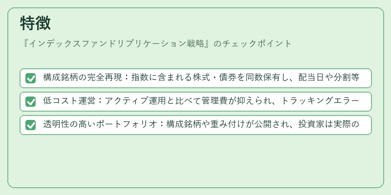 特徴（インデックスファンドリプリケーション戦略）の図解