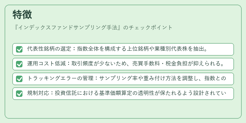 特徴（インデックスファンドサンプリング手法）の図解