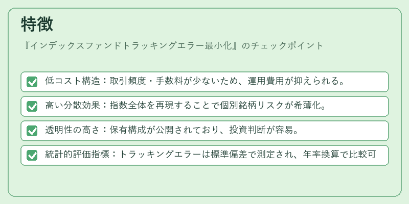 特徴（インデックスファンドトラッキングエラー最小化）の図解