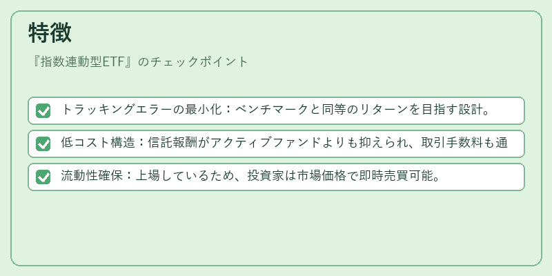 特徴（指数連動型ETF）の図解