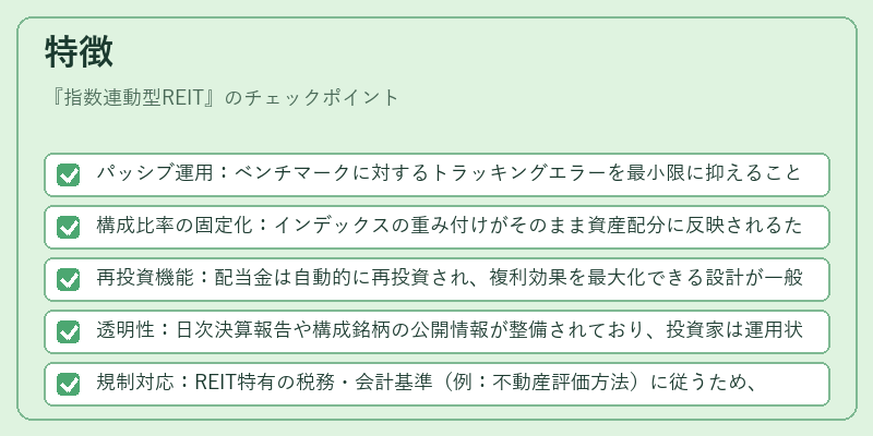 特徴（指数連動型REIT）の図解