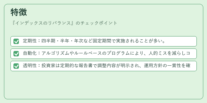 特徴(インデックスのリバランス)の図解