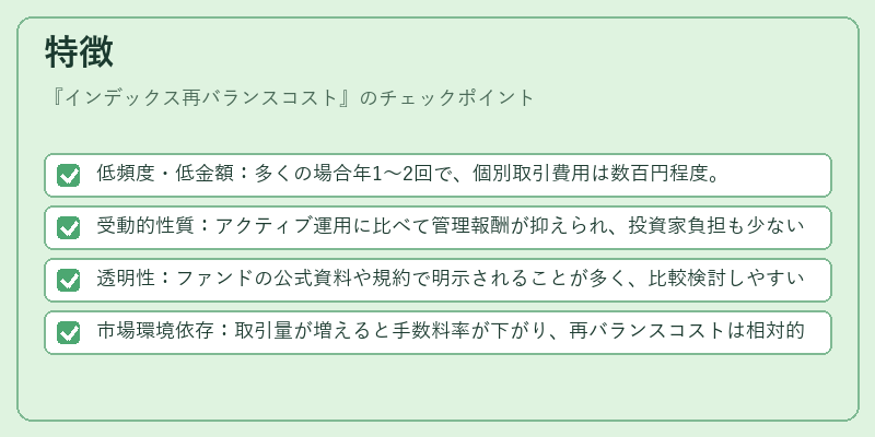 特徴（インデックス再バランスコスト）の図解