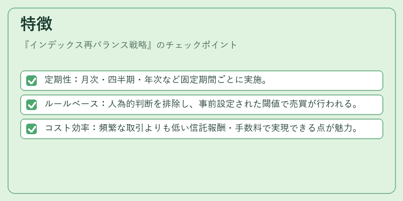 特徴（インデックス再バランス戦略）の図解