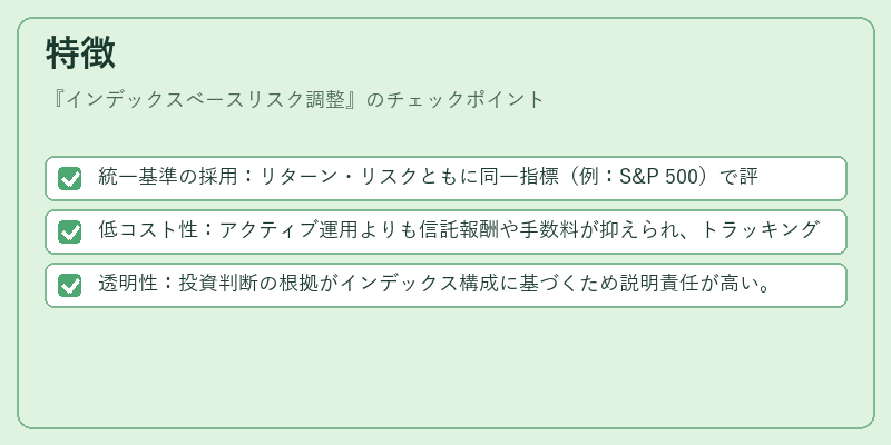 特徴（インデックスベースリスク調整）の図解