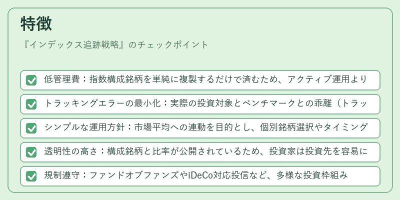 特徴（インデックス追跡戦略）の図解