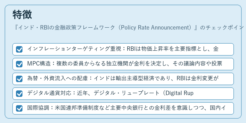 特徴（インド・RBIの金融政策フレームワーク（Policy Rate Announcement））の図解