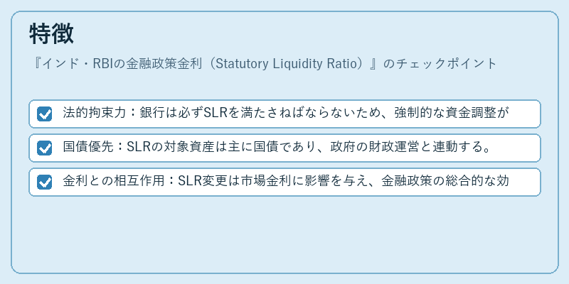特徴（インド・RBIの金融政策金利（Statutory Liquidity Ratio））の図解