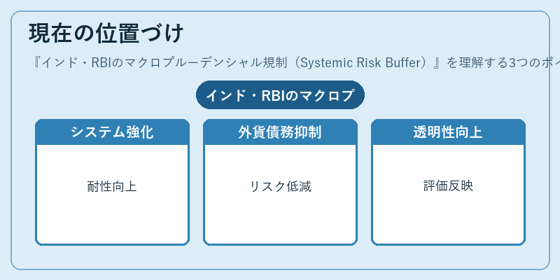現在の位置づけ（インド・RBIのマクロプルーデンシャル規制（Systemic Risk Buffer））の図解