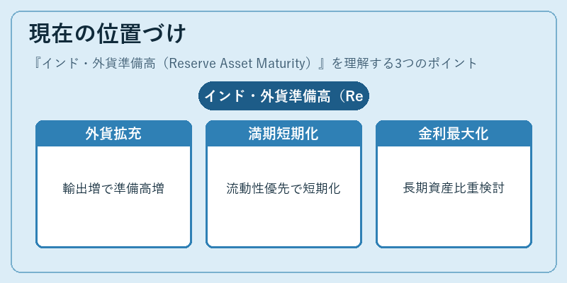 現在の位置づけ（インド・外貨準備高（Reserve Asset Maturity））の図解