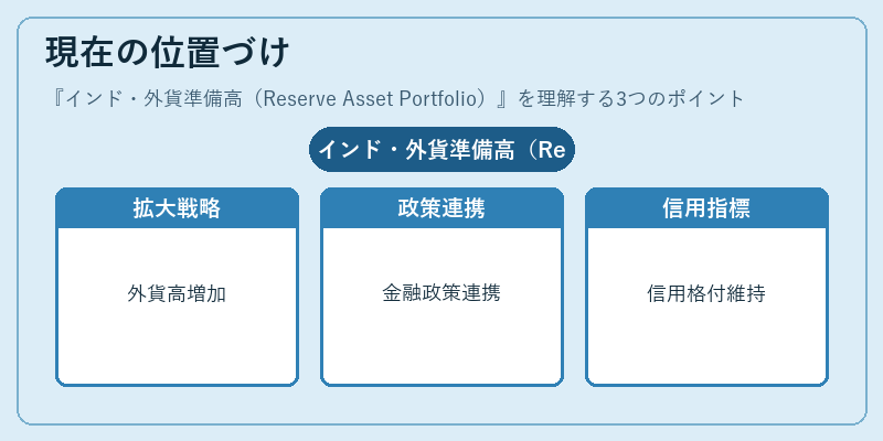 現在の位置づけ（インド・外貨準備高（Reserve Asset Portfolio））の図解