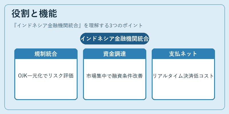 役割と機能（インドネシア金融機関統合）の図解