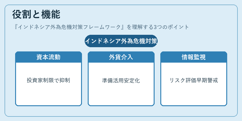 役割と機能（インドネシア外為危機対策フレームワーク）の図解