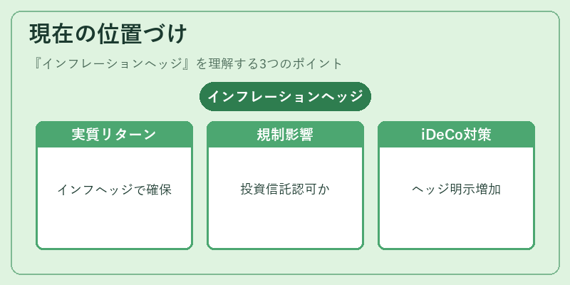 現在の位置づけ（インフレーションヘッジ）の図解