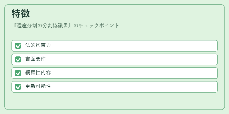 特徴（遺産分割の分割協議書）の図解