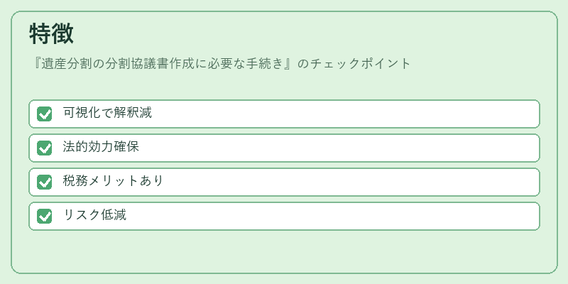 特徴(遺産分割の分割協議書作成に必要な手続き)の図解
