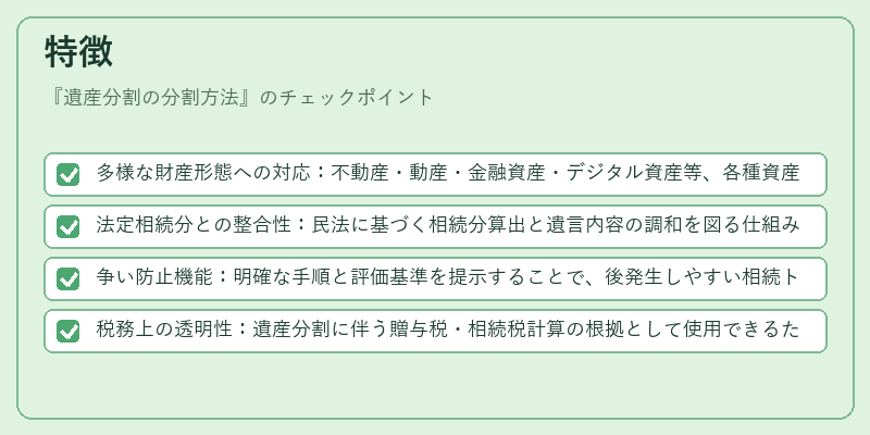 特徴（遺産分割の分割方法）の図解