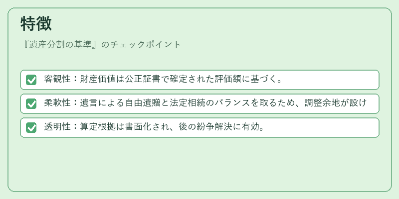 特徴（遺産分割の基準）の図解