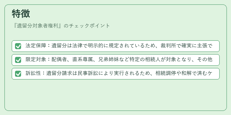 特徴(遺留分対象者権利)の図解
