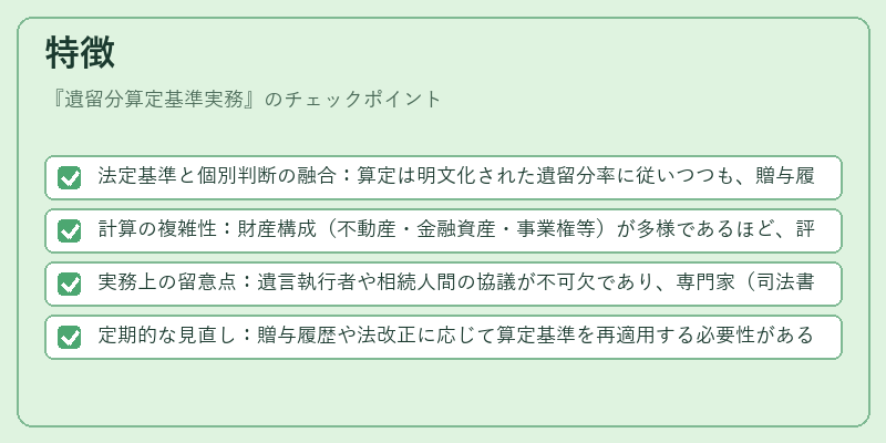 特徴（遺留分算定基準実務）の図解