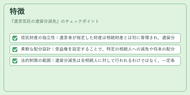 特徴（遺言信託の遺留分減免）の図解