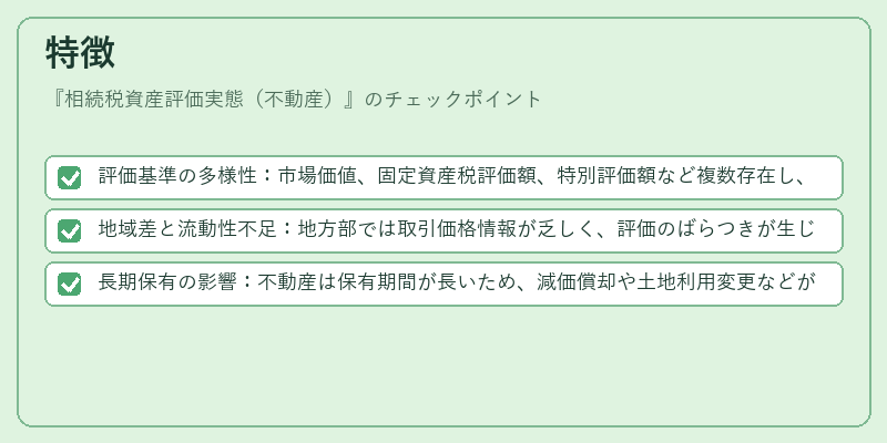 特徴（相続税資産評価実態（不動産））の図解