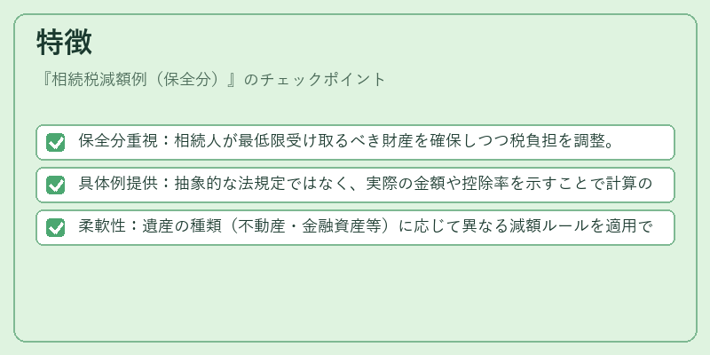 特徴（相続税減額例（保全分））の図解