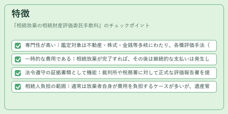 特徴(相続放棄の相続財産評価委託手数料)の図解