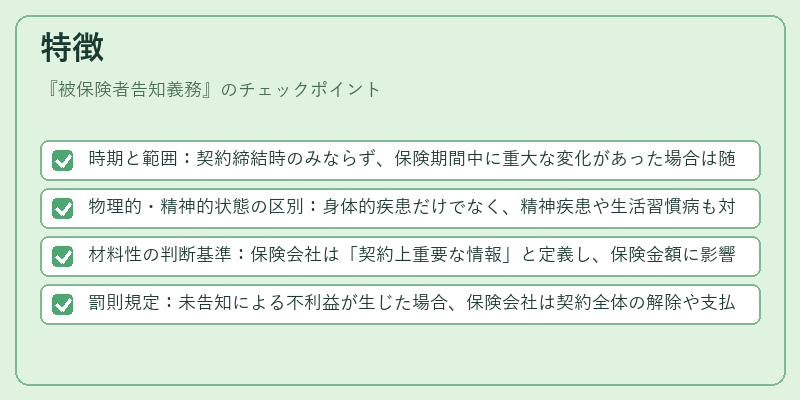 特徴（被保険者告知義務）の図解