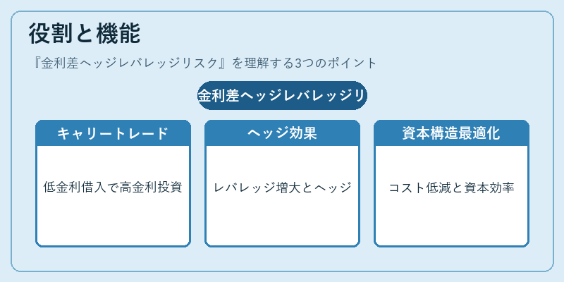 役割と機能（金利差ヘッジレバレッジリスク）の図解