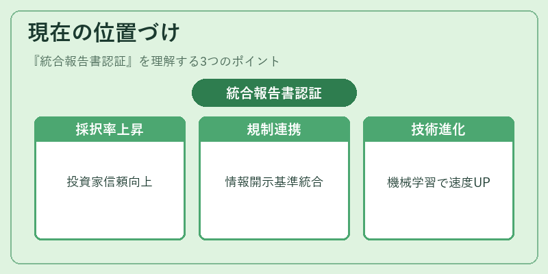 現在の位置づけ(統合報告書認証)の図解
