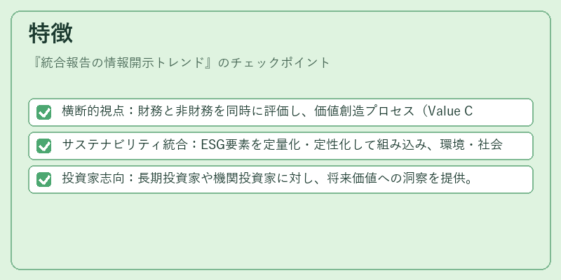 特徴(統合報告の情報開示トレンド)の図解