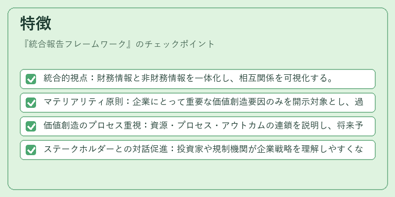 特徴（統合報告フレームワーク）の図解