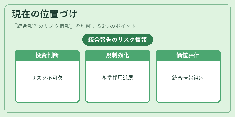 現在の位置づけ(統合報告のリスク情報)の図解
