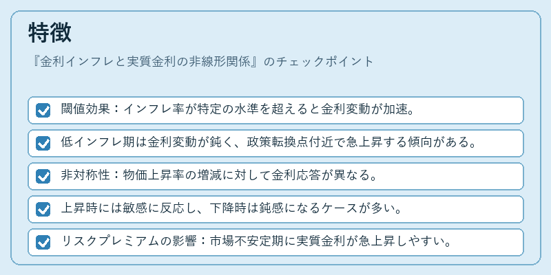 特徴（金利インフレと実質金利の非線形関係）の図解