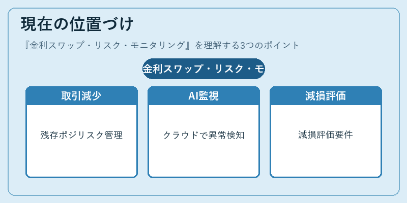現在の位置づけ（金利スワップ・リスク・モニタリング）の図解