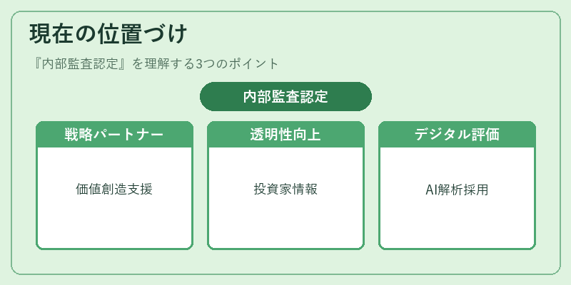 現在の位置づけ（内部監査認定）の図解