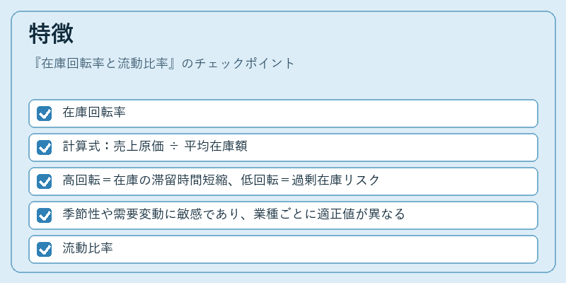 特徴（在庫回転率と流動比率）の図解
