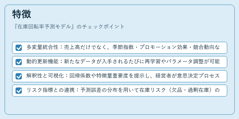 特徴（在庫回転率予測モデル）の図解