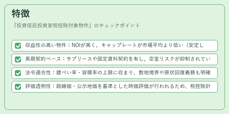 特徴（投資信託投資家税控除対象物件）の図解