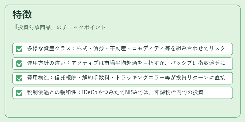 特徴（投資対象商品）の図解