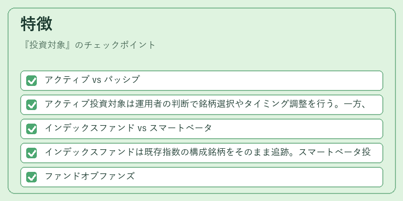 特徴（投資対象）の図解