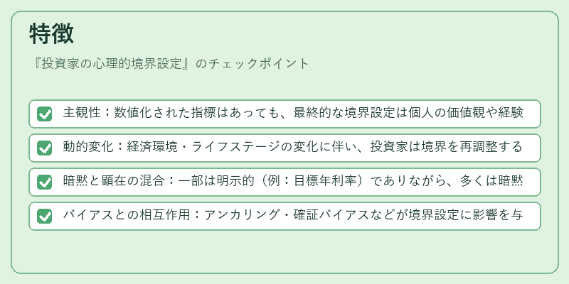 特徴（投資家の心理的境界設定）の図解