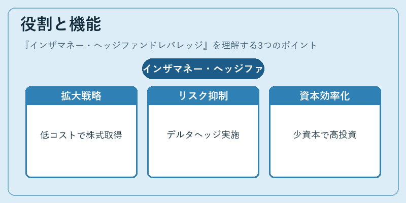 役割と機能（インザマネー・ヘッジファンドレバレッジ）の図解