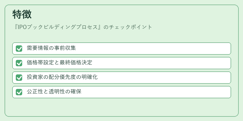 特徴（IPOブックビルディングプロセス）の図解
