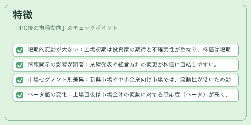 特徴（IPO後の市場動向）の図解