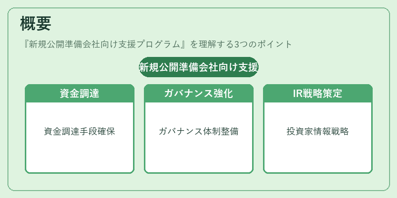 概要（新規公開準備会社向け支援プログラム）の図解