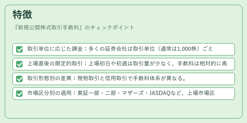 特徴（新規公開株式取引手数料）の図解